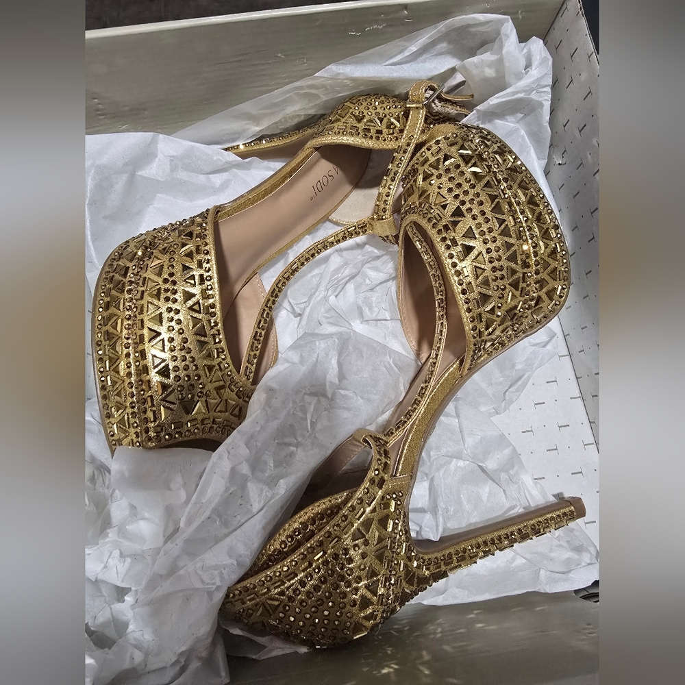 Thalia Sodi Gold Studded Heels